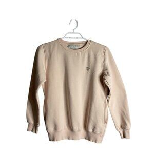 Fort Collins Youth Girl's Baby Pink Heart Embellished Crew Neck Sweatshirt